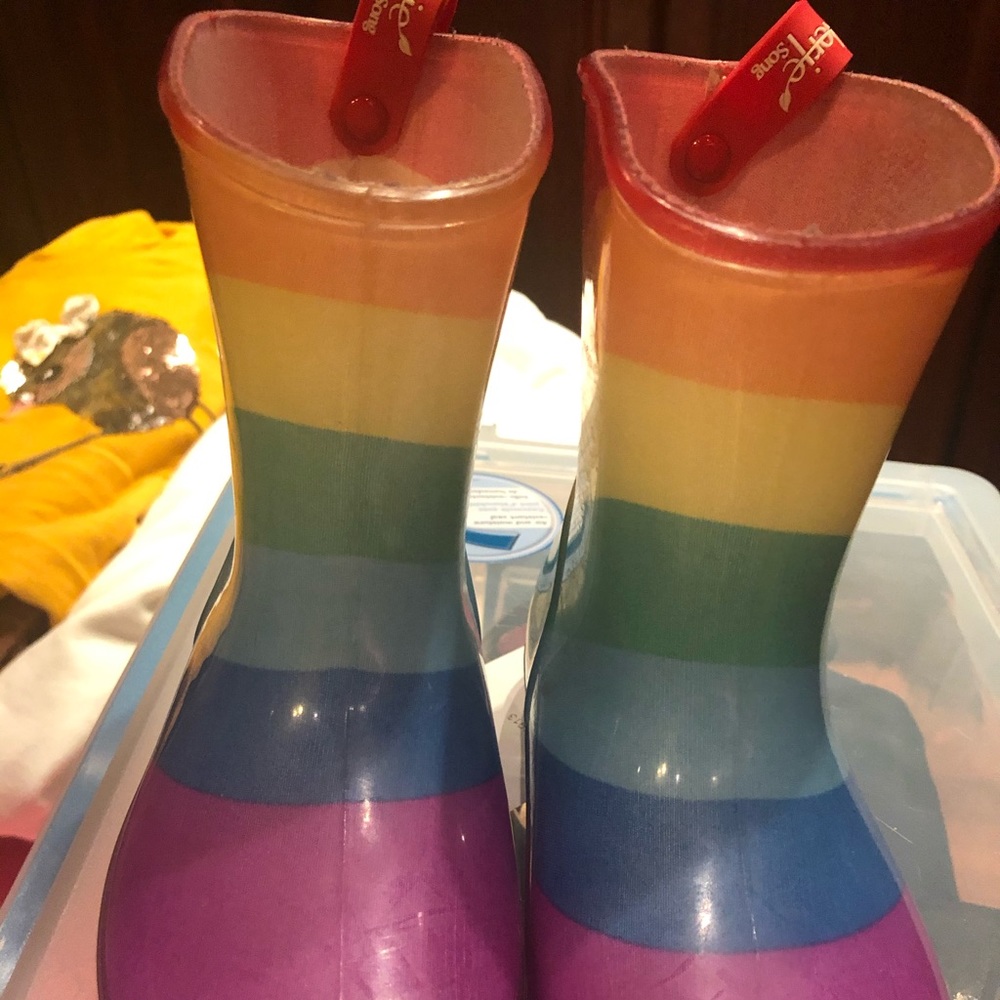 Rainbow rain boots
